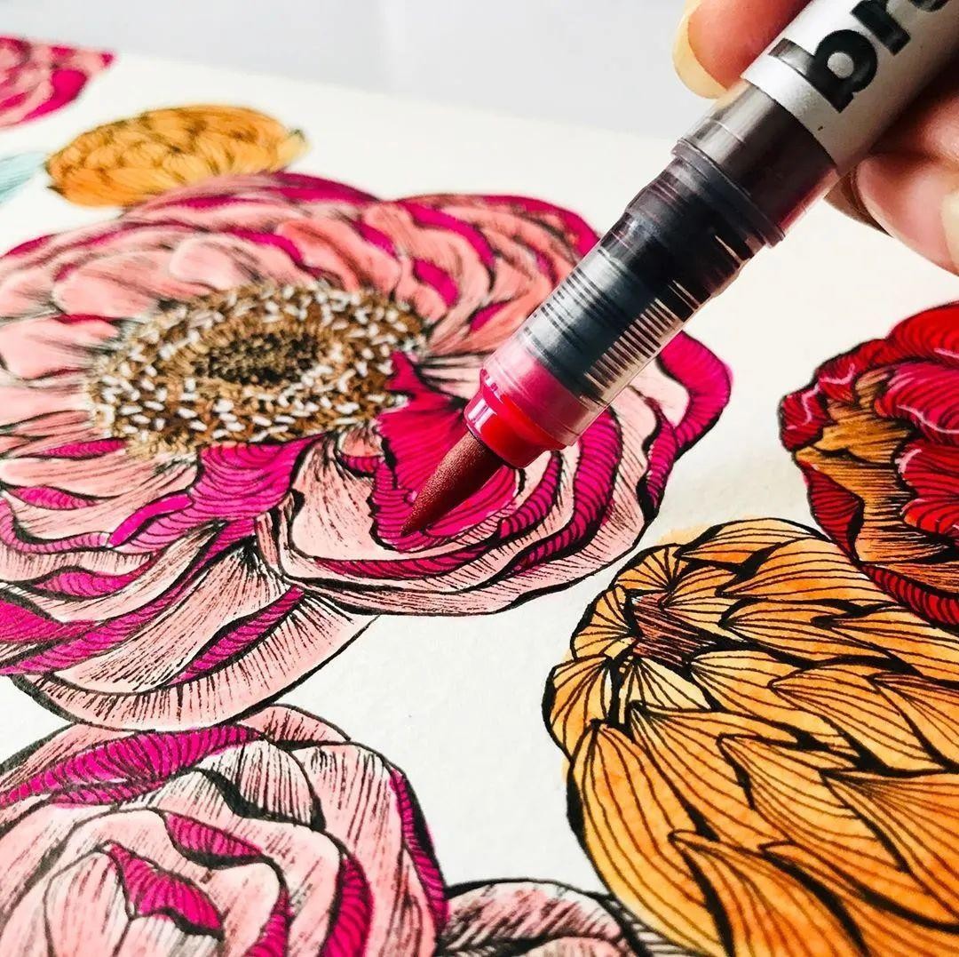 Rich color palette of watercolor ink